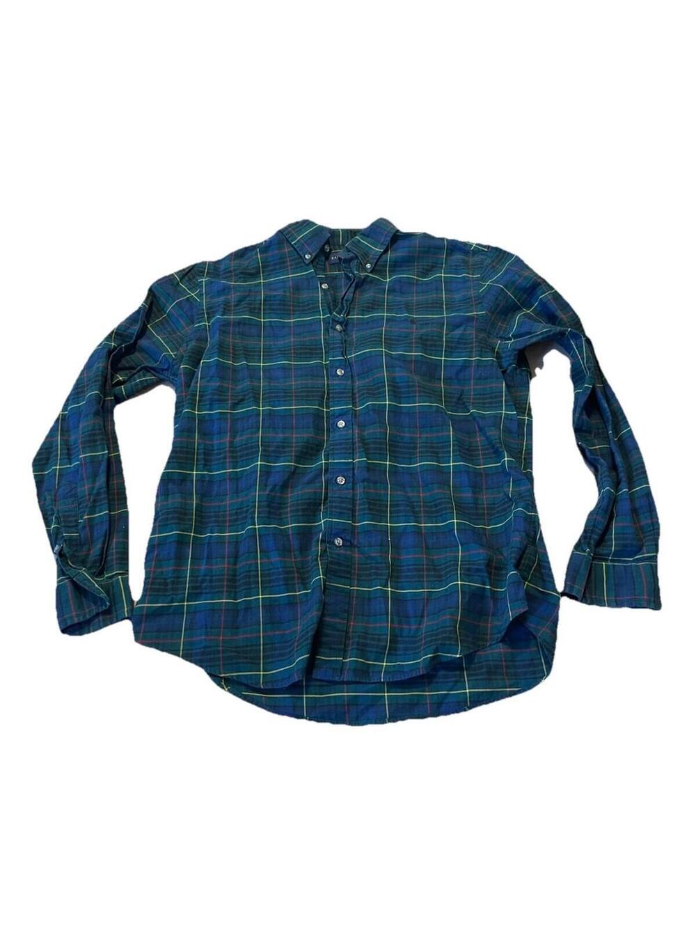 Ralph Lauren Mens Shirt Slim Fit L Plaid Multicolor Long Sleeve Button Down H98